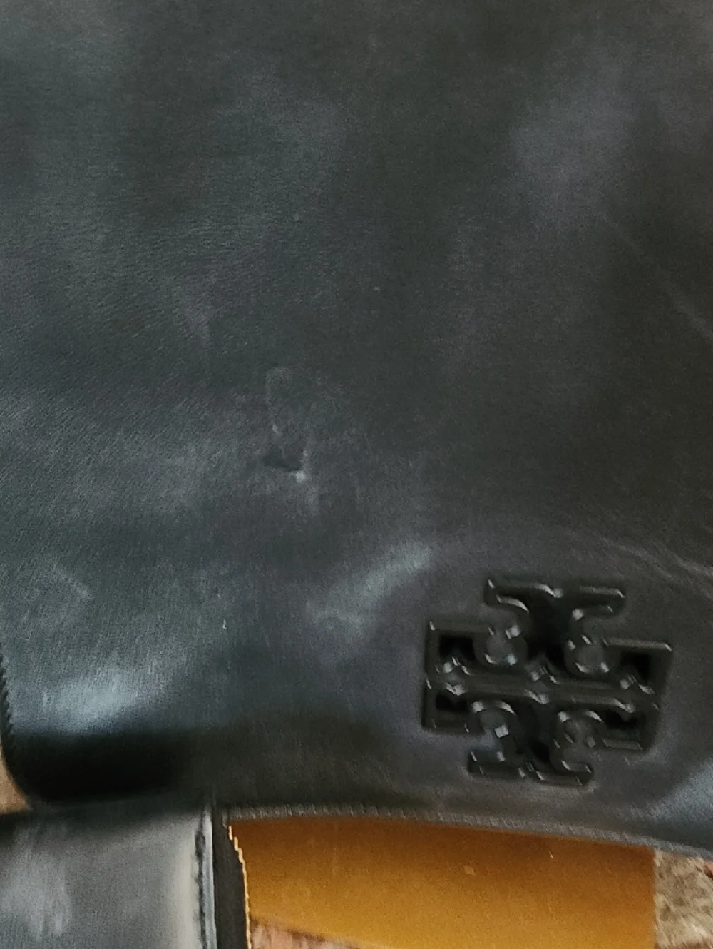 Tory Burch Black Leather Chain Shoulder Bag Gold Hardware Classic Logo W Wallet